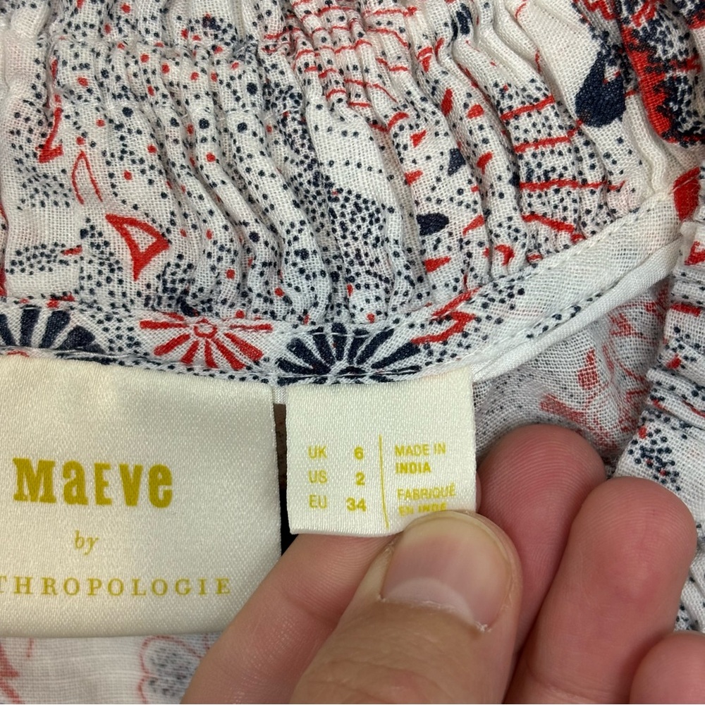 Maeve By Anthropologie Floral Print Button Down Blouse Size 2 - Picture 6 of 8